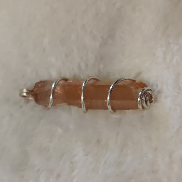 Tangerine Quartz Crystal Point Pendant - Picture 10 of 11